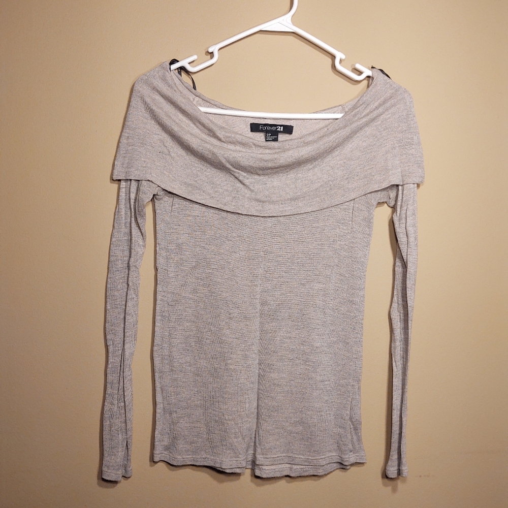 Tan over the shoulder blouse